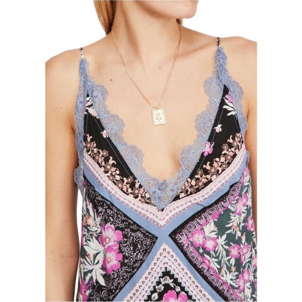 Free People Intimately Stevie Boho Maxi Dress Floral Patchwork Lace Trim Size XS - Picture 2 of 13